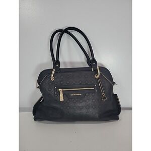 Big Buddha Black Printed Crossbody Dome Purse Gold Hardware Carry Straps VGUC